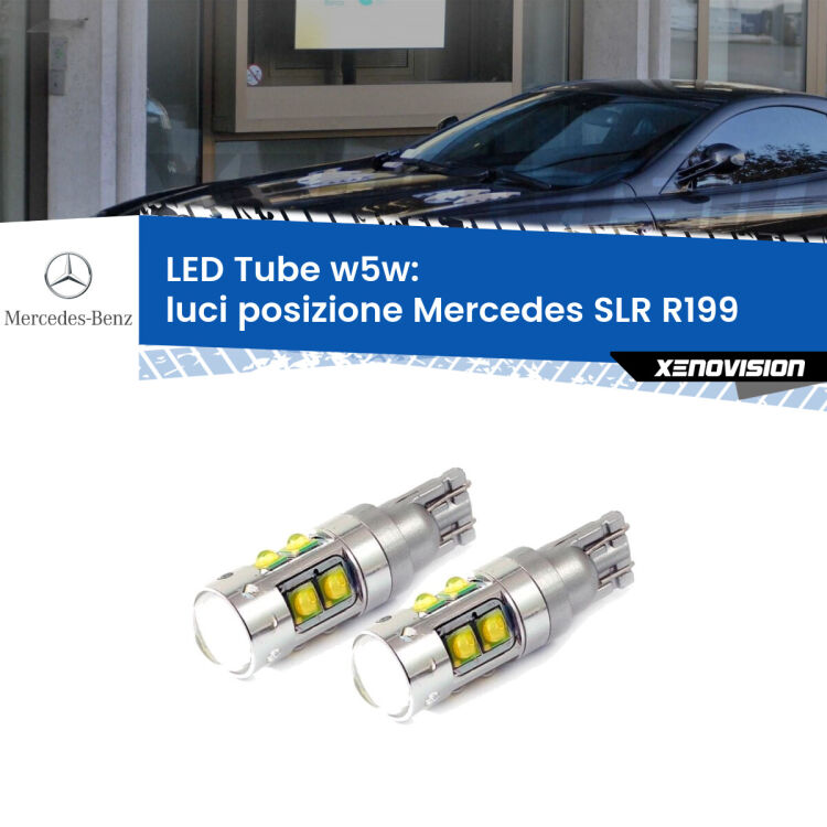 0 Luci posizione LED W5W Mercedes SLR R199 2004in poi W5W Tube <strong>Luci posizione LED 6000k per Mercedes SLR</strong> R199 2004in poi. Lampadine <strong>W5W</strong> canbus modello Tube, luce bianco lunare, lunga durata e compatibilità.