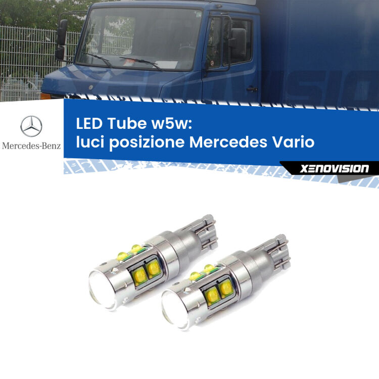0 Luci posizione LED W5W Mercedes Vario 1996-2013 W5W Tube <strong>Luci posizione LED 6000k per Mercedes Vario</strong> 1996-2013. Lampadine <strong>W5W</strong> canbus modello Tube, luce bianco lunare, lunga durata e compatibilità.