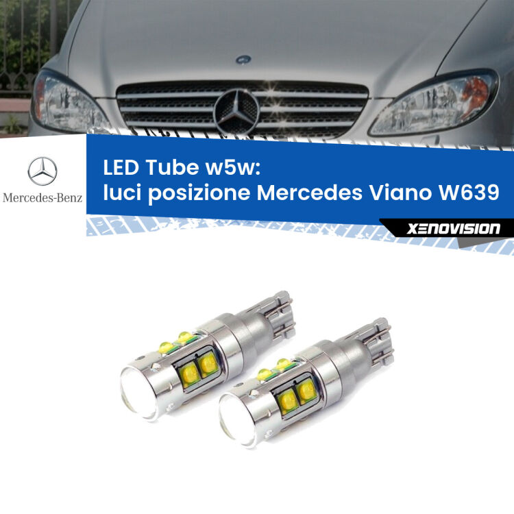 0 Luci posizione LED W5W Mercedes Viano W639 2003-2007 W5W Tube <strong>Luci posizione LED 6000k per Mercedes Viano</strong> W639 2003-2007. Lampadine <strong>W5W</strong> canbus modello Tube, luce bianco lunare, lunga durata e compatibilità.