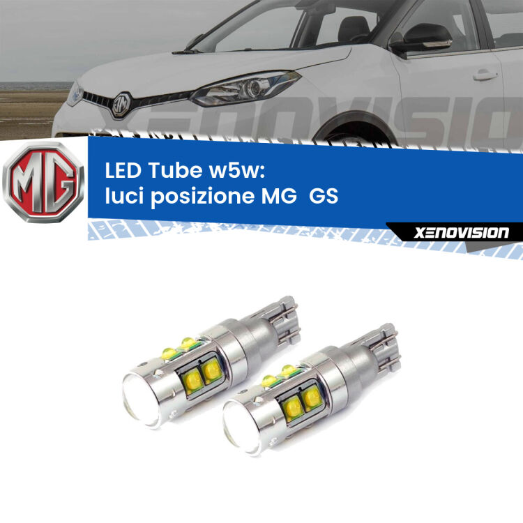 0 Luci posizione LED W5W MG  GS  2016-2019 W5W Tube <strong>Luci posizione LED 6000k per MG  GS</strong>  2016-2019. Lampadine <strong>W5W</strong> canbus modello Tube, luce bianco lunare, lunga durata e compatibilità.
