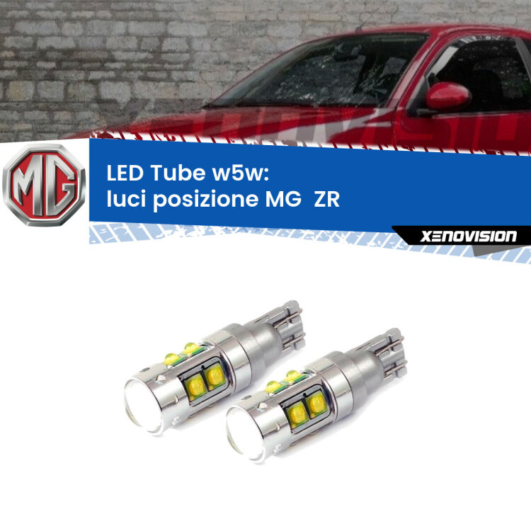 0 Luci posizione LED W5W MG  ZR  2001-2005 W5W Tube <strong>Luci posizione LED 6000k per MG  ZR</strong>  2001-2005. Lampadine <strong>W5W</strong> canbus modello Tube, luce bianco lunare, lunga durata e compatibilità.