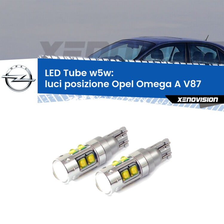 0 Luci posizione LED W5W Opel Omega A V87 1986-1994 W5W Tube <strong>Luci posizione LED 6000k per Opel Omega A</strong> V87 1986-1994. Lampadine <strong>W5W</strong> canbus modello Tube, luce bianco lunare, lunga durata e compatibilità.