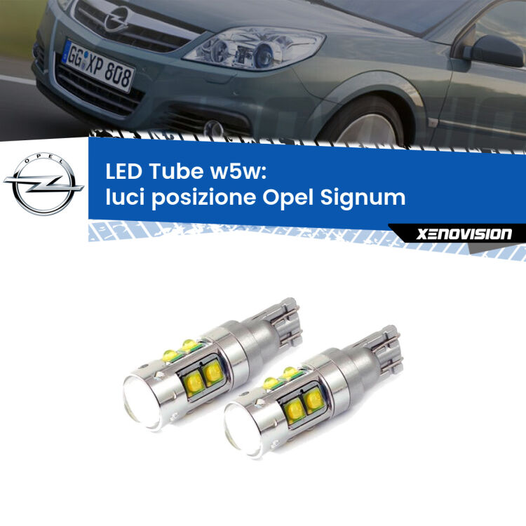0 Luci posizione LED W5W Opel Signum  2003-2008 W5W Tube <strong>Luci posizione LED 6000k per Opel Signum</strong>  2003-2008. Lampadine <strong>W5W</strong> canbus modello Tube, luce bianco lunare, lunga durata e compatibilità.