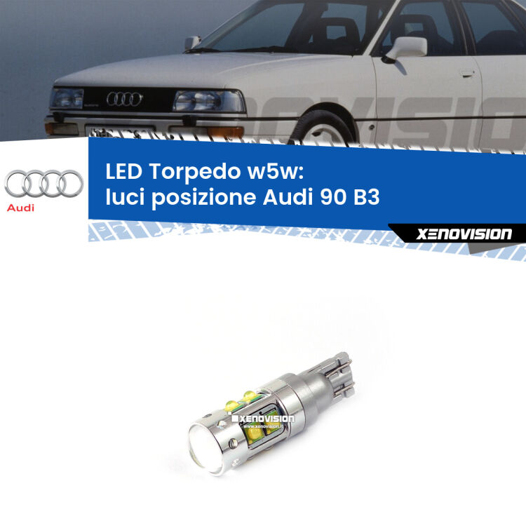 <strong>Luci posizione LED 6000k per Audi 90</strong> B3 Versione 2. Lampadine <strong>W5W</strong> canbus modello Torpedo.