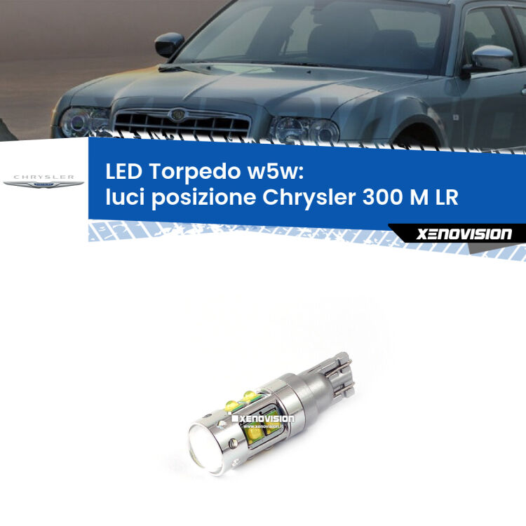 <strong>Luci posizione LED 6000k per Chrysler 300 M</strong> LR 1998-2004. Lampadine <strong>W5W</strong> canbus modello Torpedo.