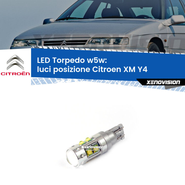 <strong>Luci posizione LED 6000k per Citroen XM</strong> Y4 1994-2000. Lampadine <strong>W5W</strong> canbus modello Torpedo.