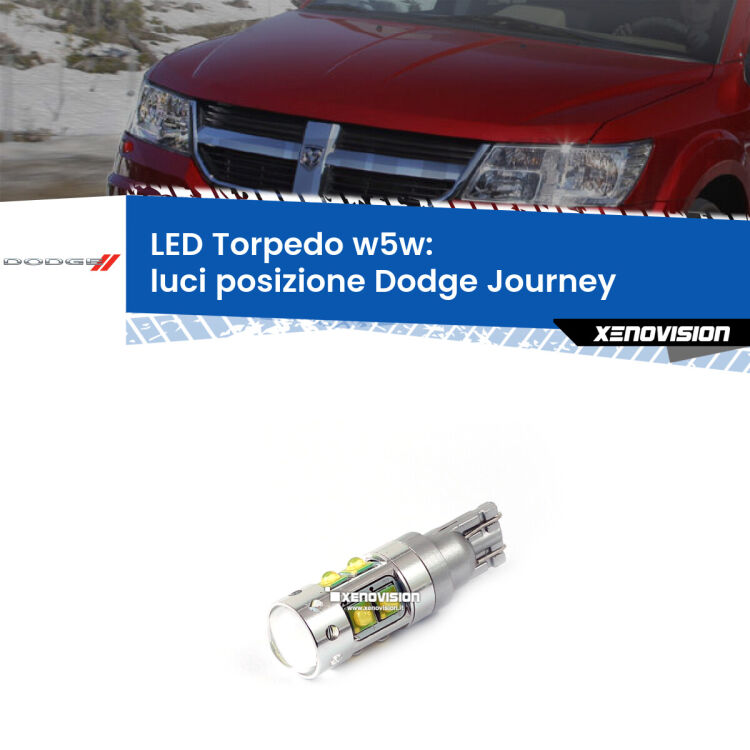 <strong>Luci posizione LED 6000k per Dodge Journey</strong>  2008-2015. Lampadine <strong>W5W</strong> canbus modello Torpedo.