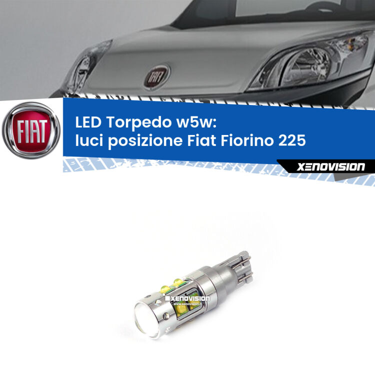 <strong>Luci posizione LED 6000k per Fiat Fiorino</strong> 225 2008-2021. Lampadine <strong>W5W</strong> canbus modello Torpedo.