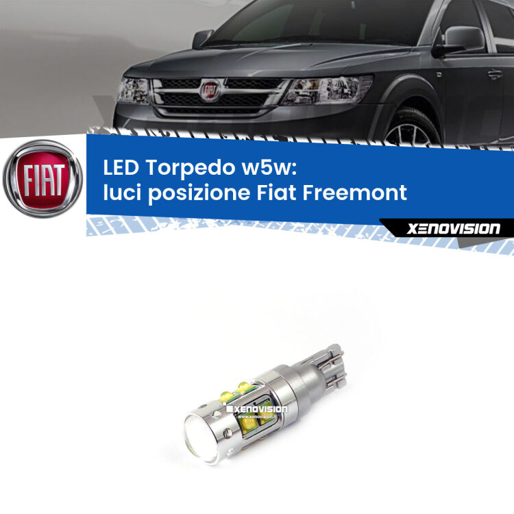 <strong>Luci posizione LED 6000k per Fiat Freemont</strong>  2011-2016. Lampadine <strong>W5W</strong> canbus modello Torpedo.