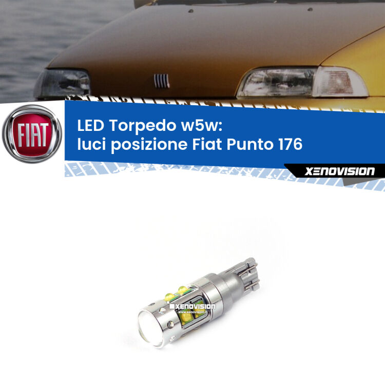 <strong>Luci posizione LED 6000k per Fiat Punto</strong> 176 1993-1999. Lampadine <strong>W5W</strong> canbus modello Torpedo.