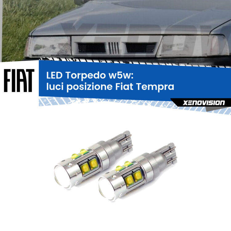 0 Luci posizione LED W5W Fiat Tempra 1990-1996 W5W Tube <strong>Luci posizione LED 6000k per Fiat Tempra</strong> 1990-1996. Lampadine <strong>W5W</strong> canbus modello Tube, luce bianco lunare, lunga durata e compatibilità.