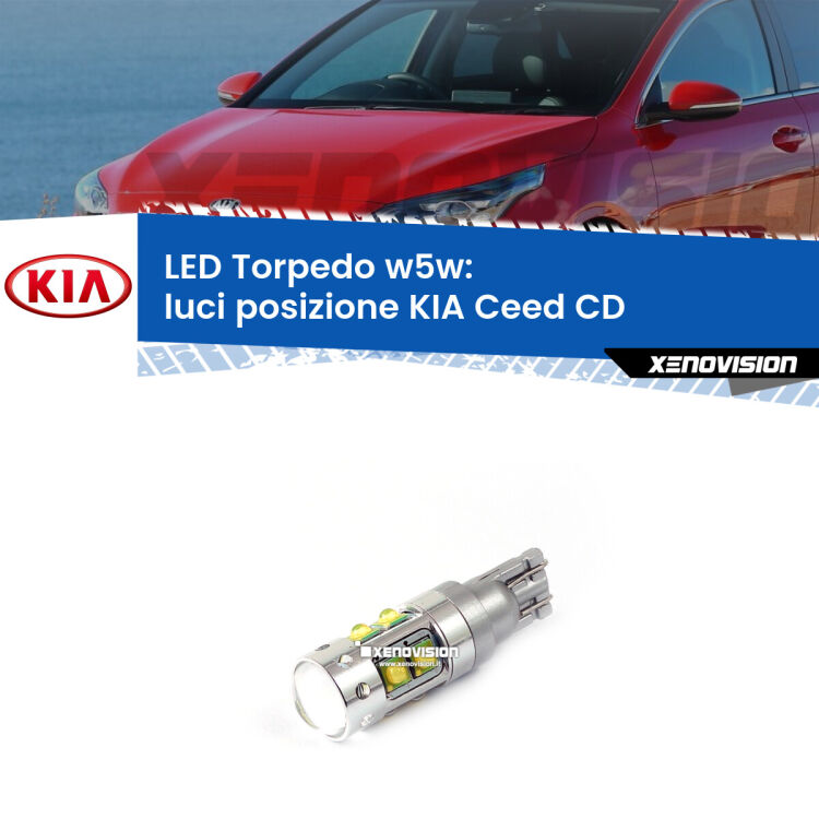 <strong>Luci posizione LED 6000k per KIA Ceed</strong> CD 2018in poi. Lampadine <strong>W5W</strong> canbus modello Torpedo.