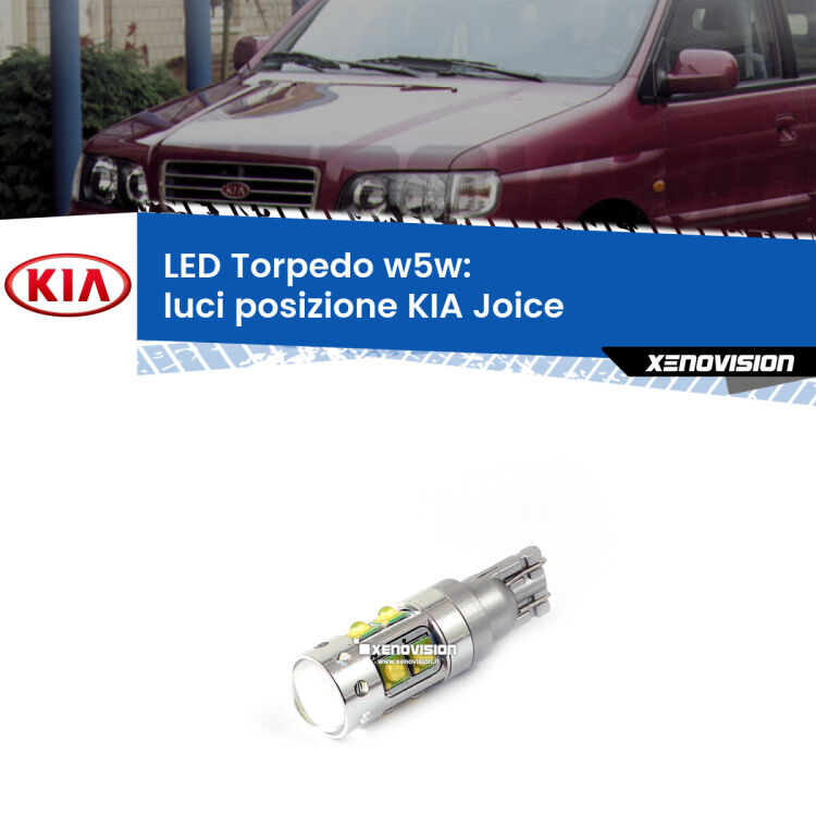 <strong>Luci posizione LED 6000k per KIA Joice</strong>  2000-2003. Lampadine <strong>W5W</strong> canbus modello Torpedo.