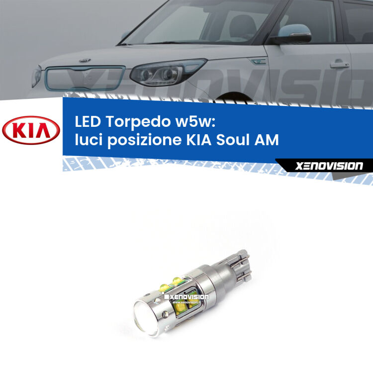 <strong>Luci posizione LED 6000k per KIA Soul</strong> AM 2009-2011. Lampadine <strong>W5W</strong> canbus modello Torpedo.