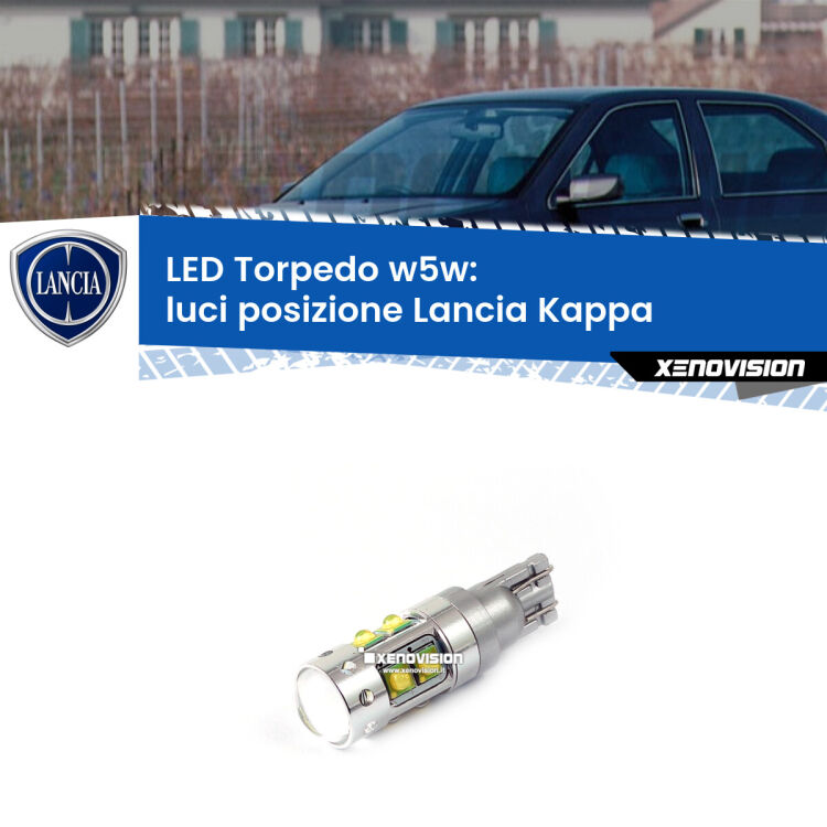 <strong>Luci posizione LED 6000k per Lancia Kappa</strong>  1994-2001. Lampadine <strong>W5W</strong> canbus modello Torpedo.