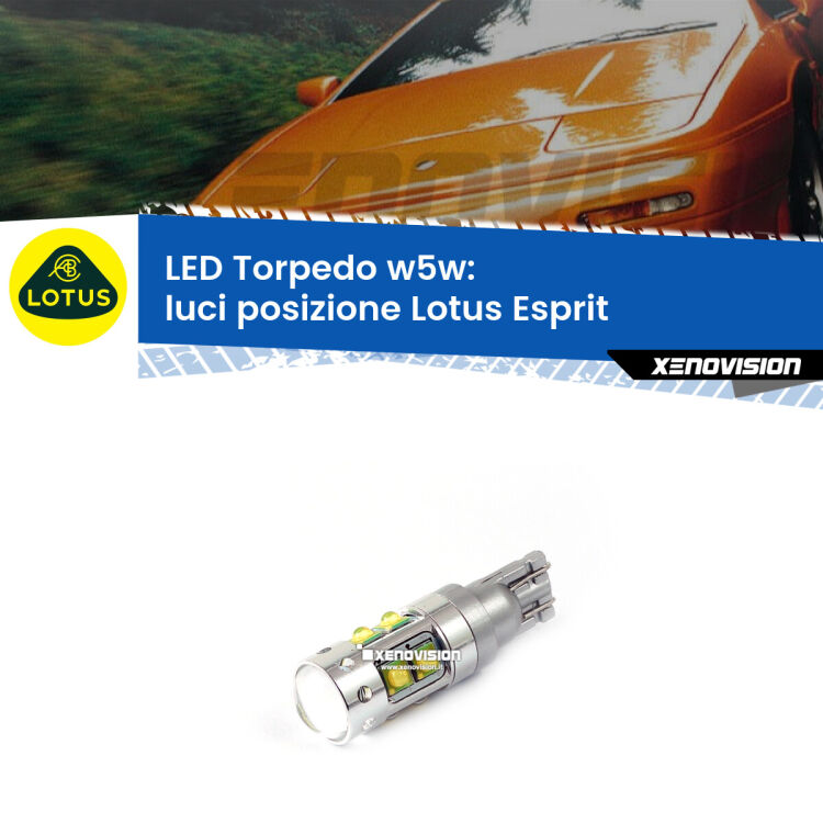 <strong>Luci posizione LED 6000k per Lotus Esprit</strong>  1989-2003. Lampadine <strong>W5W</strong> canbus modello Torpedo.