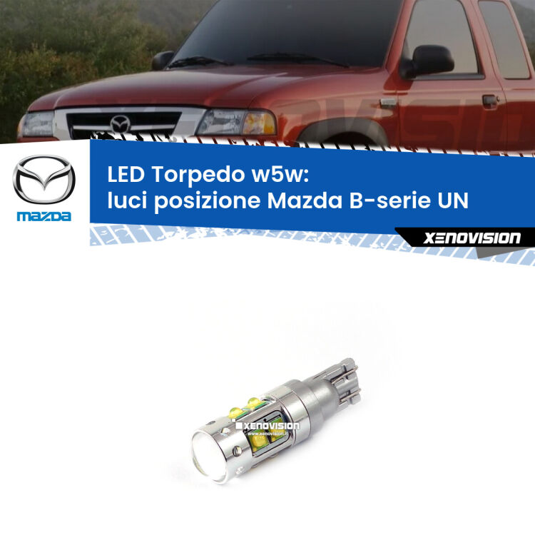 <strong>Luci posizione LED 6000k per Mazda B-serie</strong> UN 1999-2006. Lampadine <strong>W5W</strong> canbus modello Torpedo.