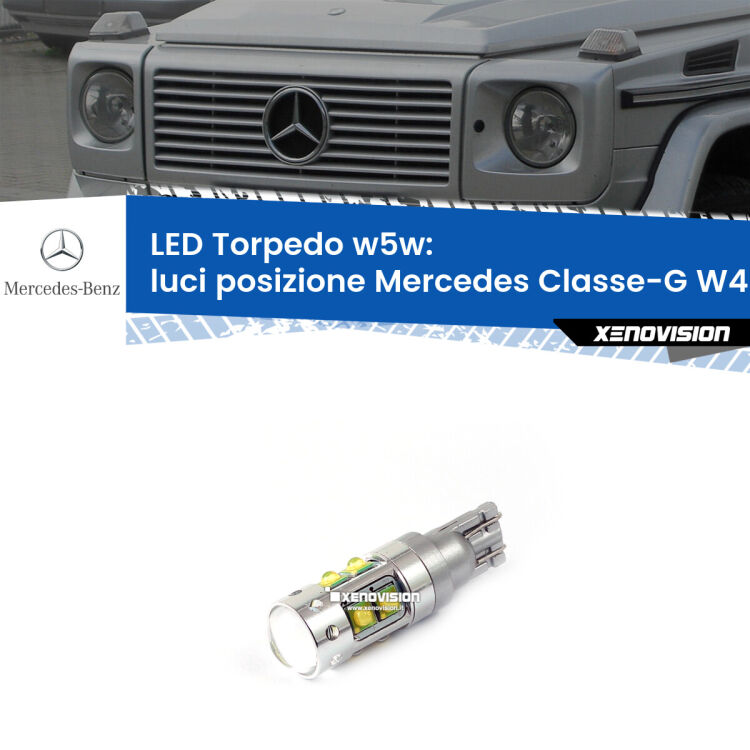 <strong>Luci posizione LED 6000k per Mercedes Classe-G</strong> W463 1991-2004. Lampadine <strong>W5W</strong> canbus modello Torpedo.