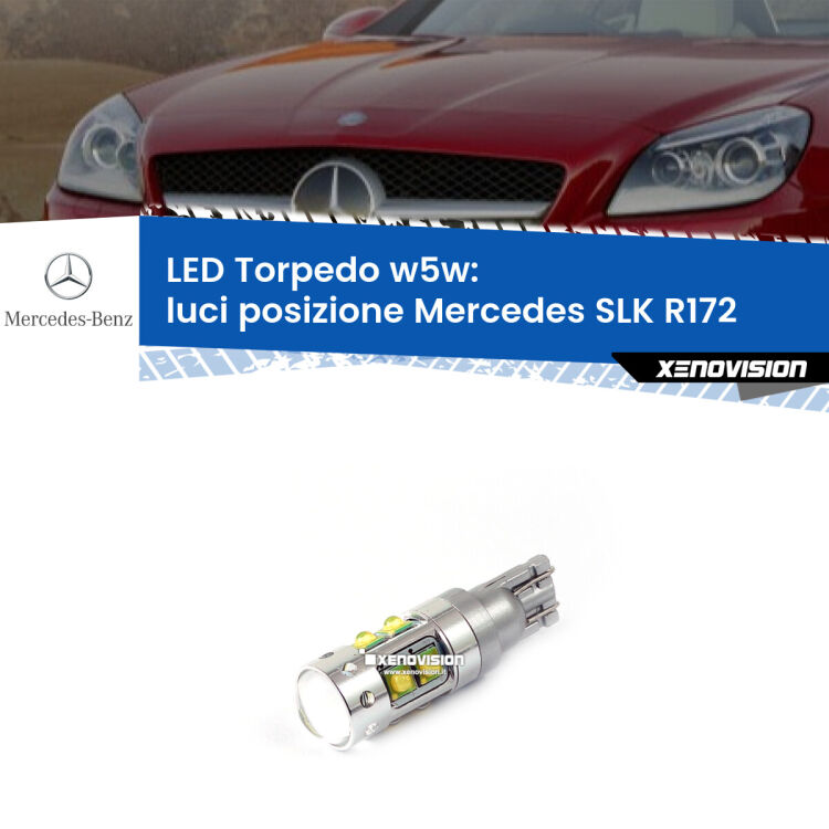 <strong>Luci posizione LED 6000k per Mercedes SLK</strong> R172 2011in poi. Lampadine <strong>W5W</strong> canbus modello Torpedo.