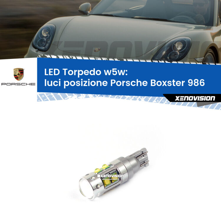 <strong>Luci posizione LED 6000k per Porsche Boxster</strong> 986 1996-2004. Lampadine <strong>W5W</strong> canbus modello Torpedo.