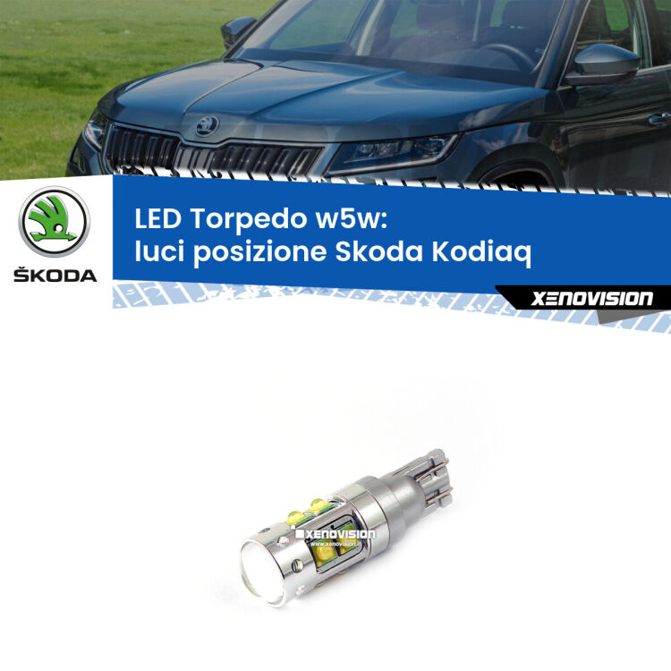 <strong>Luci posizione LED 6000k per Skoda Kodiaq</strong>  2016in poi. Lampadine <strong>W5W</strong> canbus modello Torpedo.