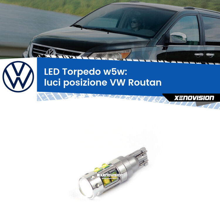 <strong>Luci posizione LED 6000k per VW Routan</strong>  2008-2013. Lampadine <strong>W5W</strong> canbus modello Torpedo.