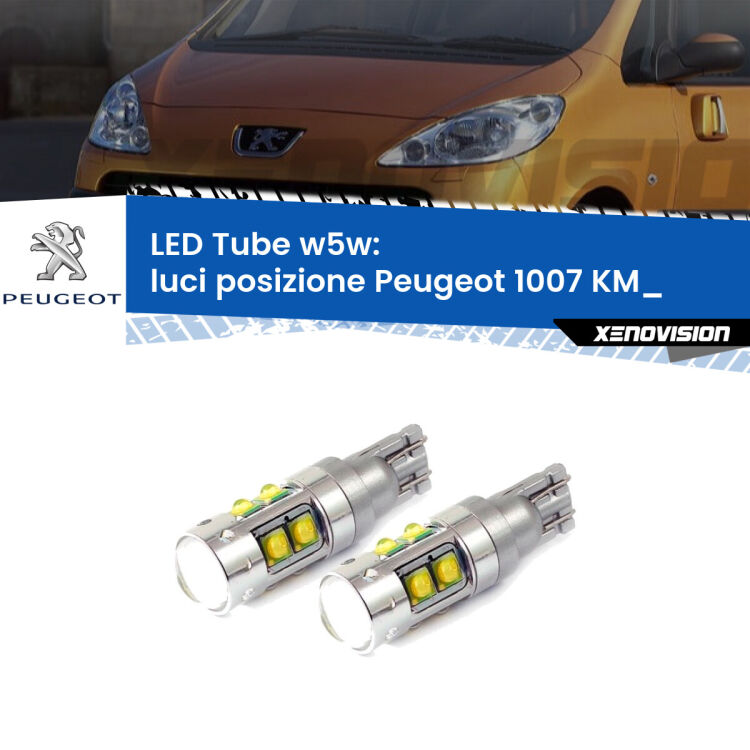 0 Luci posizione LED W5W Peugeot 1007 KM_ 2005-2009 W5W Tube <strong>Luci posizione LED 6000k per Peugeot 1007</strong> KM_ 2005-2009. Lampadine <strong>W5W</strong> canbus modello Tube, luce bianco lunare, lunga durata e compatibilità.