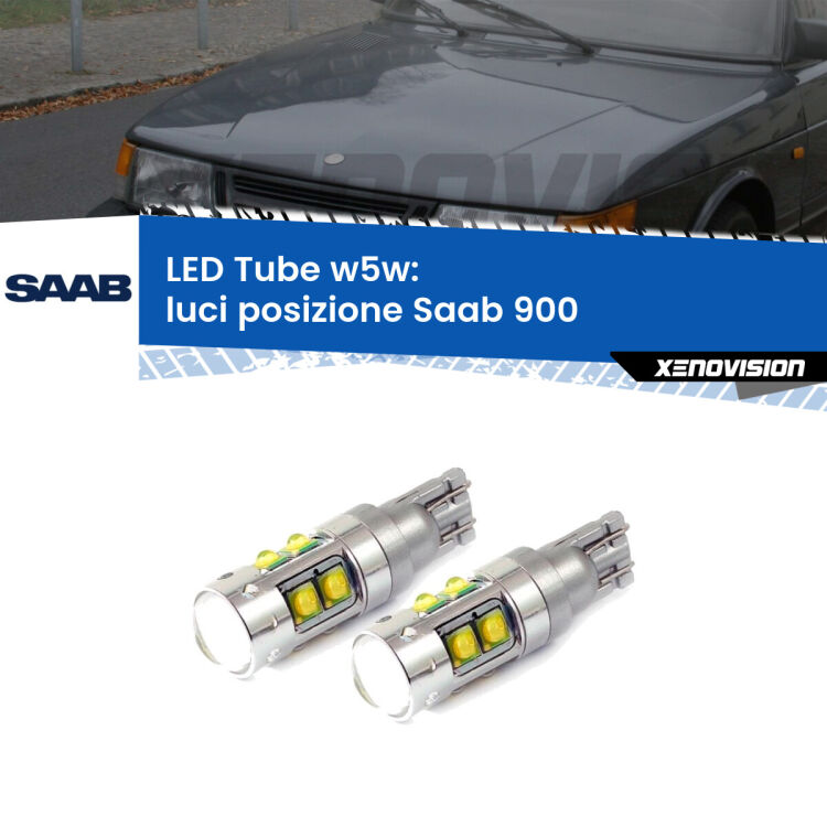 0 Luci posizione LED W5W Saab 900  1993-1998 W5W Tube <strong>Luci posizione LED 6000k per Saab 900</strong>  1993-1998. Lampadine <strong>W5W</strong> canbus modello Tube, luce bianco lunare, lunga durata e compatibilità.