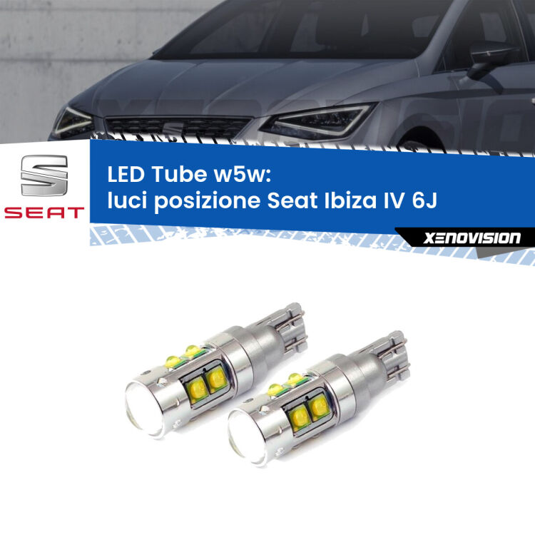 0 Luci posizione LED W5W Seat Ibiza IV 6J 2008-2015 W5W Tube <strong>Luci posizione LED 6000k per Seat Ibiza IV</strong> 6J 2008-2015. Lampadine <strong>W5W</strong> canbus modello Tube, luce bianco lunare, lunga durata e compatibilità.
