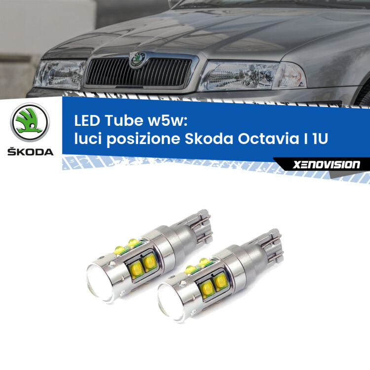 0 Luci posizione LED W5W Skoda Octavia I 1U 1996-2010 W5W Tube <strong>Luci posizione LED 6000k per Skoda Octavia I</strong> 1U 1996-2010. Lampadine <strong>W5W</strong> canbus modello Tube, luce bianco lunare, lunga durata e compatibilità.