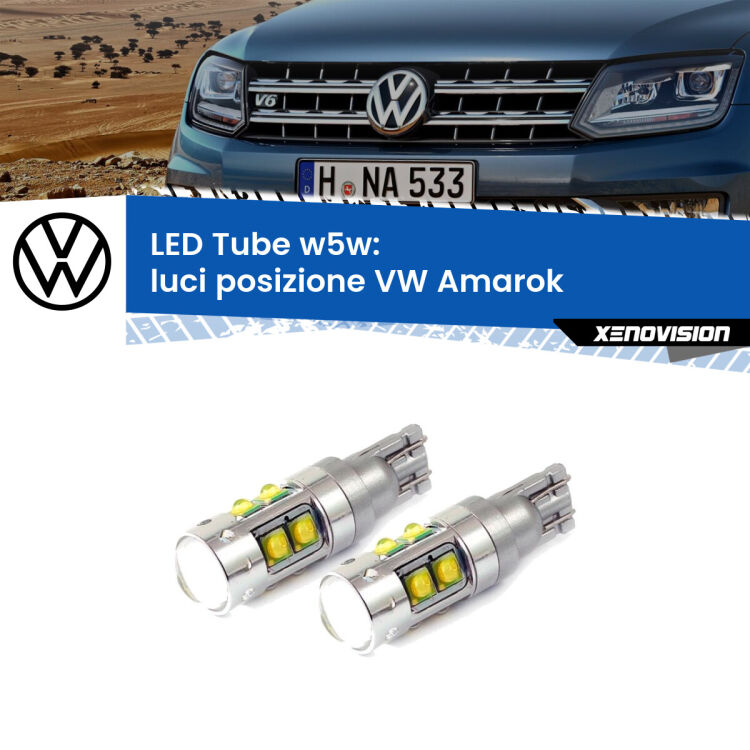 0 Luci posizione LED W5W VW Amarok  2010-2016 W5W Tube <strong>Luci posizione LED 6000k per VW Amarok</strong>  2010-2016. Lampadine <strong>W5W</strong> canbus modello Tube, luce bianco lunare, lunga durata e compatibilità.