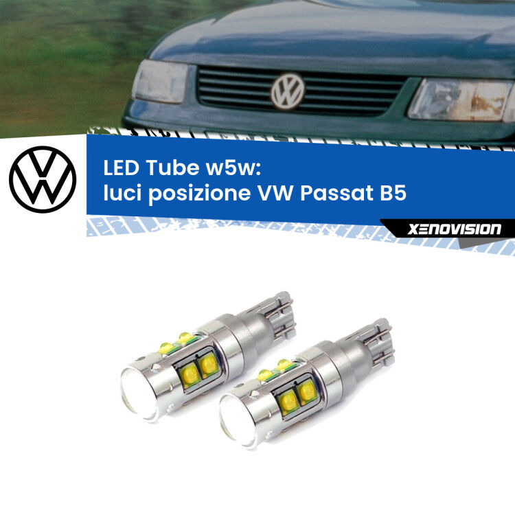 0 Luci posizione LED W5W VW Passat B5 1996-2000 W5W Tube <strong>Luci posizione LED 6000k per VW Passat</strong> B5 1996-2000. Lampadine <strong>W5W</strong> canbus modello Tube, luce bianco lunare, lunga durata e compatibilità.