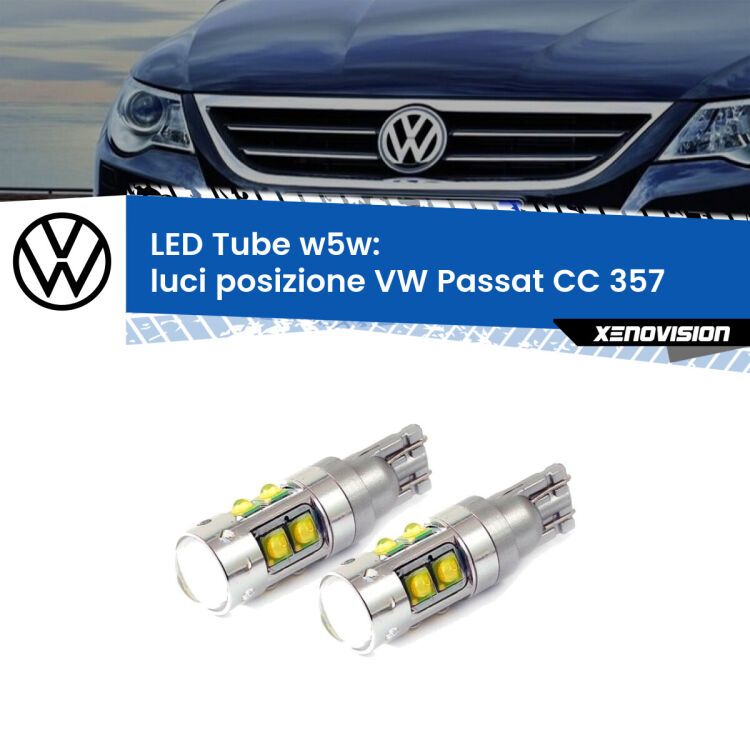 0 Luci posizione LED W5W VW Passat CC 357 2008-2012 W5W Tube <strong>Luci posizione LED 6000k per VW Passat CC</strong> 357 2008-2012. Lampadine <strong>W5W</strong> canbus modello Tube, luce bianco lunare, lunga durata e compatibilità.