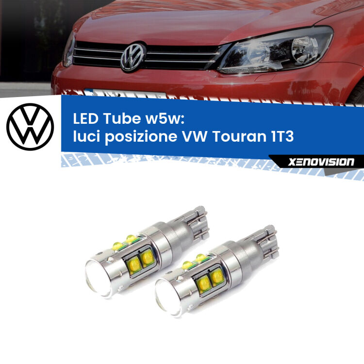 0 Luci posizione LED W5W VW Touran 1T3 2010-2015 W5W Tube <strong>Luci posizione LED 6000k per VW Touran</strong> 1T3 2010-2015. Lampadine <strong>W5W</strong> canbus modello Tube, luce bianco lunare, lunga durata e compatibilità.