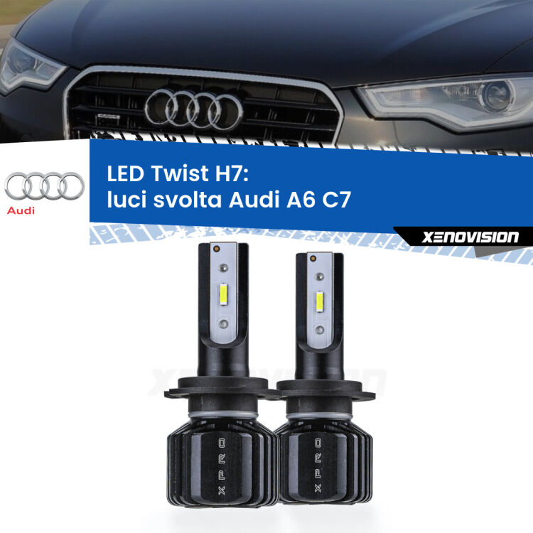 <strong>Kit luci svolta LED</strong> H7 per <strong>Audi A6</strong> C7 2010 - 2018. Compatte, impermeabili, senza ventola: praticamente indistruttibili. Top Quality.