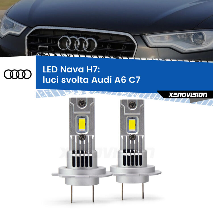 0 Luci svolta LED Audi A6 C7 2010 - 2018: H7 Nava <strong>Luci svolta LED no-spie per Audi A6</strong> C7 2010 - 2018. Coppia lampade <strong>H7</strong> modello Nava canbus, raffreddate a ventola.