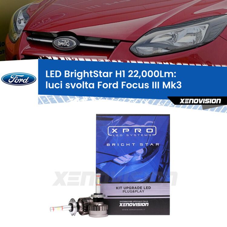<strong>Kit LED luci svolta per Ford Focus III</strong> Mk3 2011 - 2017. </strong>Due lampade Canbus H1 Brightstar da 22,000 Lumen. Qualità Massima.