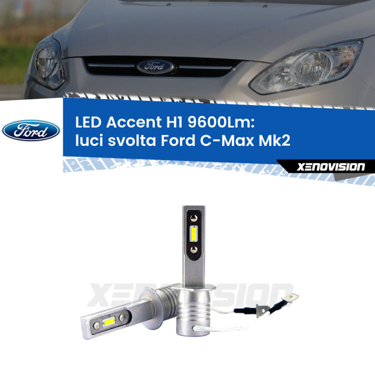 <strong>Kit LED Luci svolta per Ford C-Max</strong> Mk2 2011 - 2019.</strong> Coppia lampade <strong>H1</strong> senza ventola e ultracompatte per installazioni in fari senza spazi.