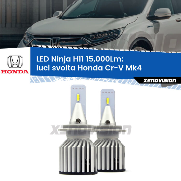 <strong>Kit luci svolta LED specifico per Honda Cr-V</strong> Mk4 2011 - 2015. Lampade <strong>H11</strong> Canbus da 15.000Lumen di luminosità modello Ninja Xenovision.