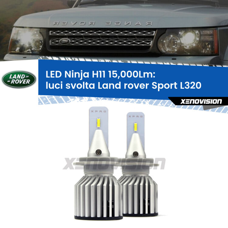 <strong>Kit luci svolta LED specifico per Land rover Sport</strong> L320 2005 - 2013. Lampade <strong>H11</strong> Canbus da 15.000Lumen di luminosità modello Ninja Xenovision.