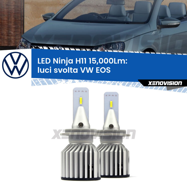 <strong>Kit luci svolta LED specifico per VW EOS</strong>  2006 - 2015. Lampade <strong>H11</strong> Canbus da 15.000Lumen di luminosità modello Ninja Xenovision.