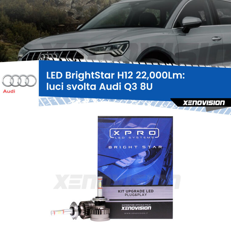 <strong>Kit LED luci svolta per Audi Q3</strong> 8U 2011 - 2018. </strong>Coppia lampade Canbus H11 Brightstar da 22,000 Lumen. Qualità Massima.