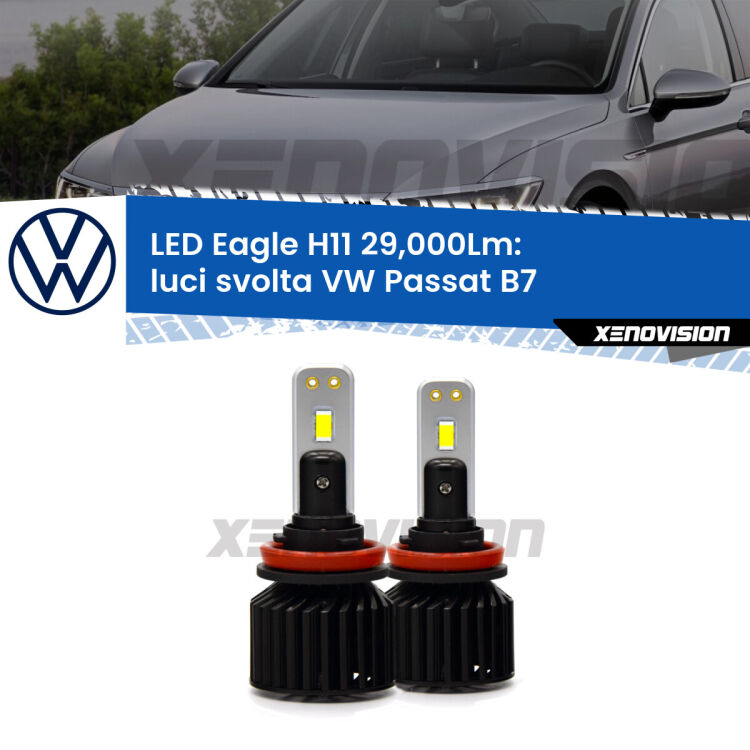 <strong>Kit luci svolta LED specifico per VW Passat</strong> B7 2010 - 2014. Lampade <strong>H11</strong> Canbus da 29.000Lumen di luminosità modello Eagle Xenovision.