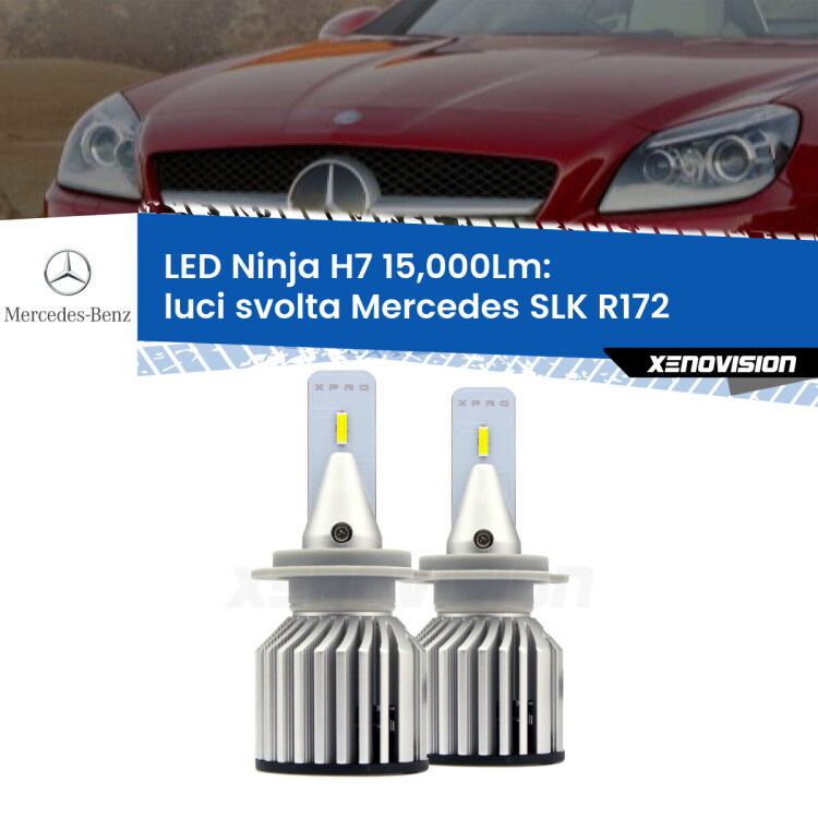 <strong>Kit luci svolta LED specifico per Mercedes SLK</strong> R172 2011 in poi. Lampade <strong>H7</strong> Canbus da 15.000Lumen di luminosità modello Ninja Xenovision.