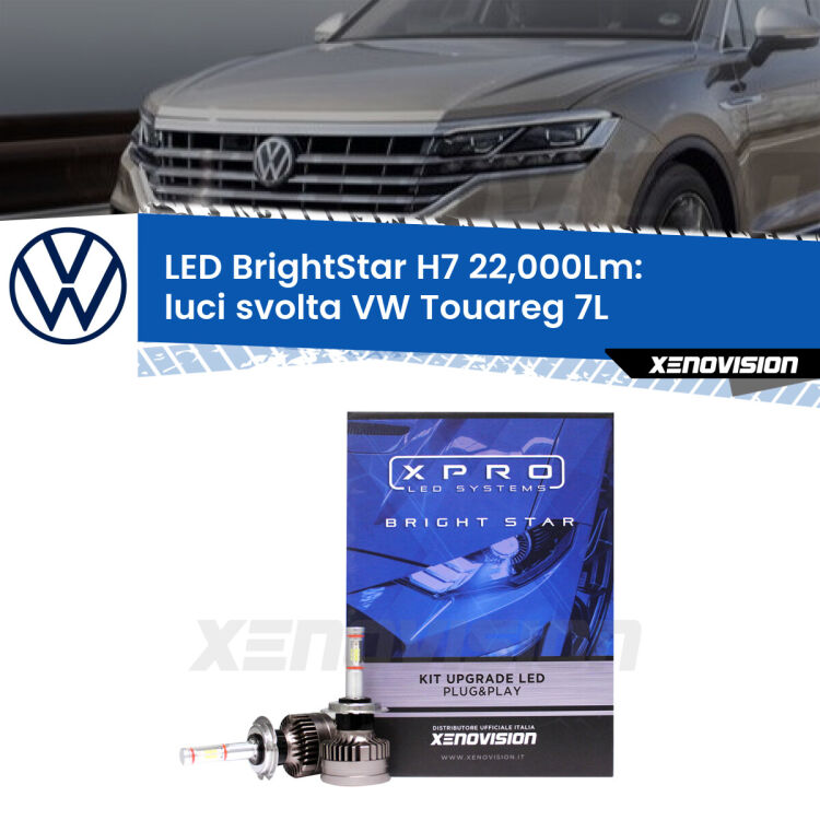 <strong>Kit LED luci svolta per VW Touareg</strong> 7L 2002 - 2010. </strong>Include due lampade Canbus H7 Brightstar da 24,000 Lumen. Qualità Massima.
