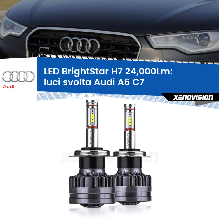 <strong>Kit LED luci svolta per Audi A6</strong> C7 2010 - 2018. </strong>Include due lampade Canbus H7 Brightstar da 24,000 Lumen. Qualità Massima.