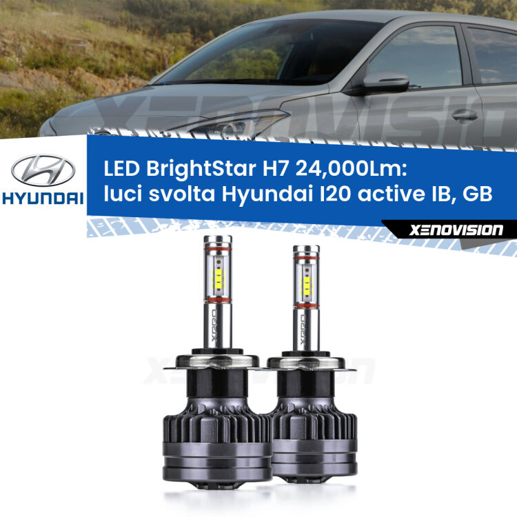 <strong>Kit LED luci svolta per Hyundai I20 active</strong> IB, GB 2015 in poi. </strong>Include due lampade Canbus H7 Brightstar da 24,000 Lumen. Qualità Massima.