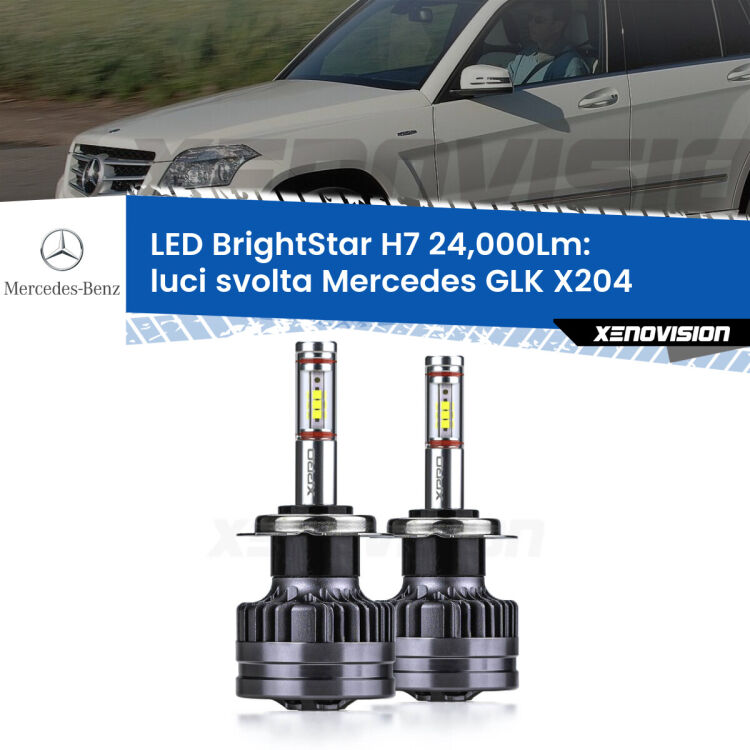 <strong>Kit LED luci svolta per Mercedes GLK</strong> X204 2008 - 2015. </strong>Include due lampade Canbus H7 Brightstar da 24,000 Lumen. Qualità Massima.