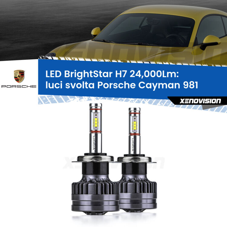 <strong>Kit LED luci svolta per Porsche Cayman</strong> 981 2013 in poi. </strong>Include due lampade Canbus H7 Brightstar da 24,000 Lumen. Qualità Massima.