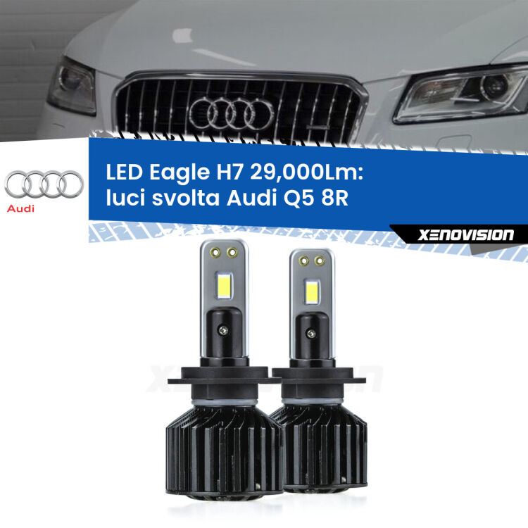 <strong>Kit luci svolta LED specifico per Audi Q5</strong> 8R 2008 - 2017. Lampade <strong>H7</strong> Canbus da 29.000Lumen di luminosità modello Eagle Xenovision.